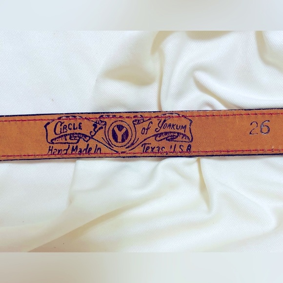 Vintage Red Snakeskin style leather belt hand made in Texas by Circle of Yoakum - Picture 4 of 12